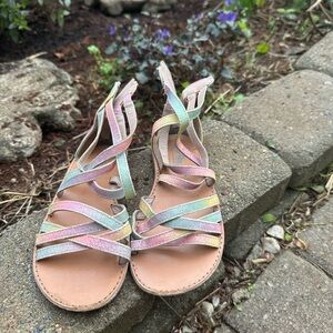 Girls' Pastel Rainbow Strappy Sandals